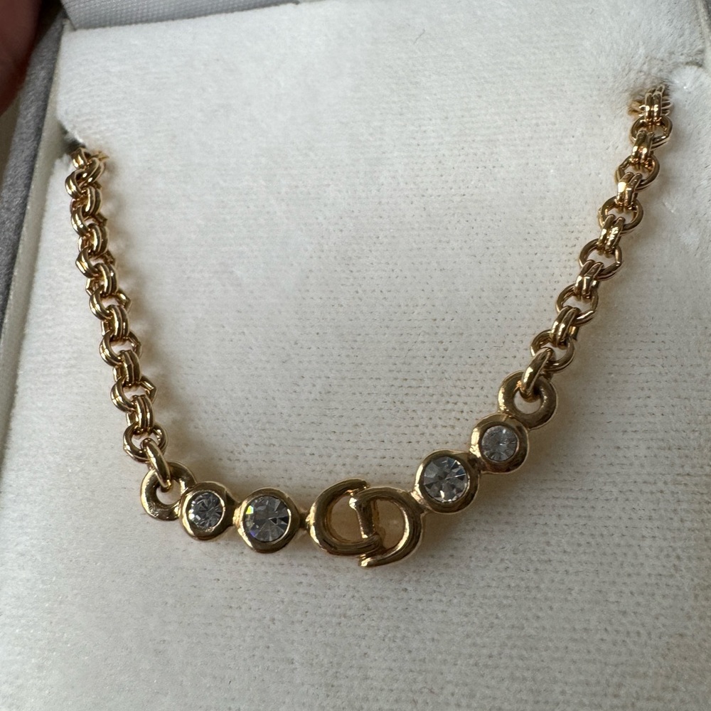 Gold plated Dior vintage thick necklace with CD logo - Picture 4 of 8